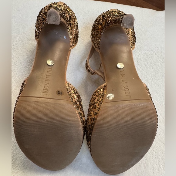 THALIA SODI Chacey Gold Bronze Zippered Platform Heels womens size 10M - Picture 12 of 14